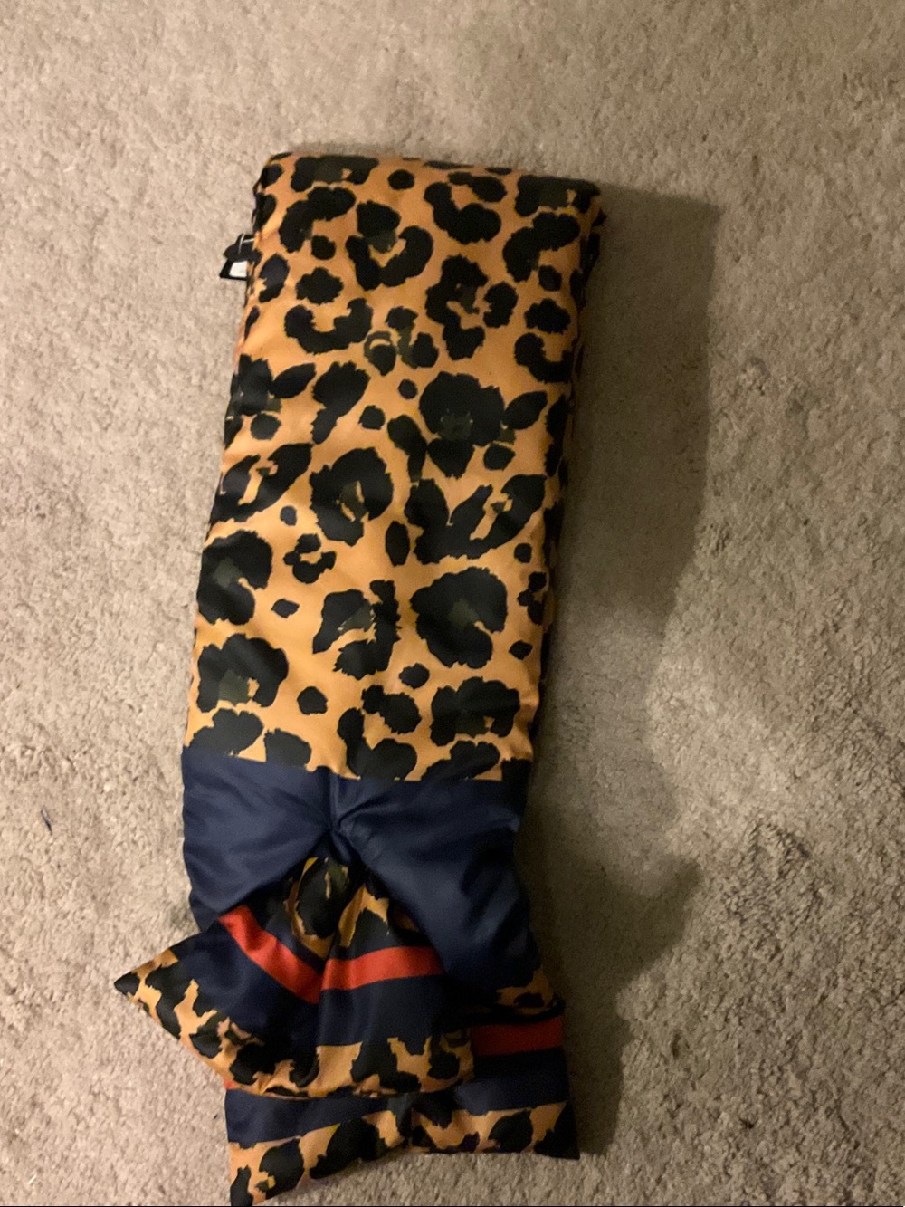 NWT Leopard Print Satin Scarf Air Puff Wrap in Black and Tan